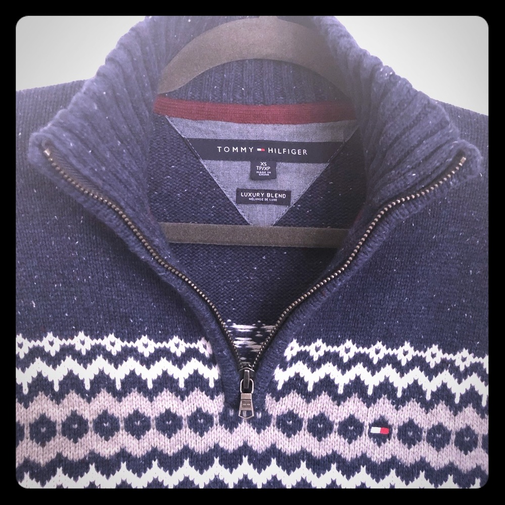Tommy Hilfiger Half Zip Striped Sweater
